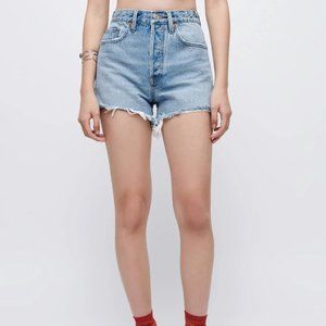 RE/DONE Frayed Cutoff Denim Blue Jeans Shorts - Sz 28